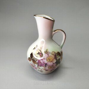 Vintage Schumann Arzberg Bavaria Handled Vase / Small Pitcher Wild Rose Pattern